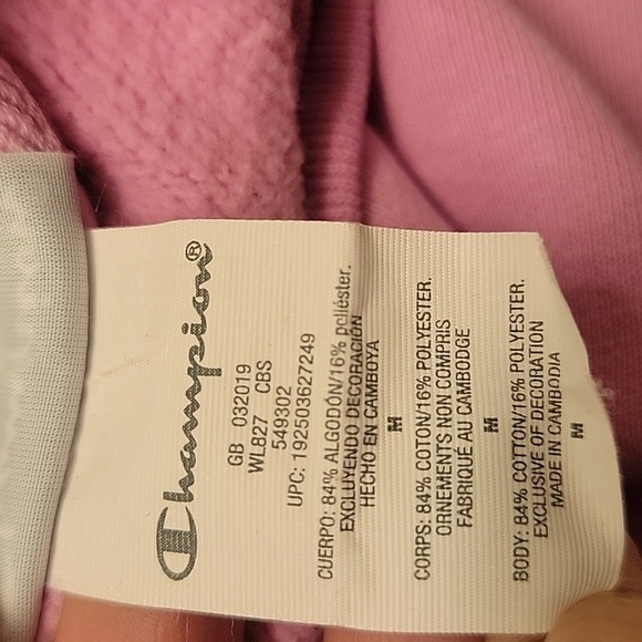 Champion Cropped Sweatshirt, Pink, Raw Hem,  Size M, New Condition. - Picture 6 of 10